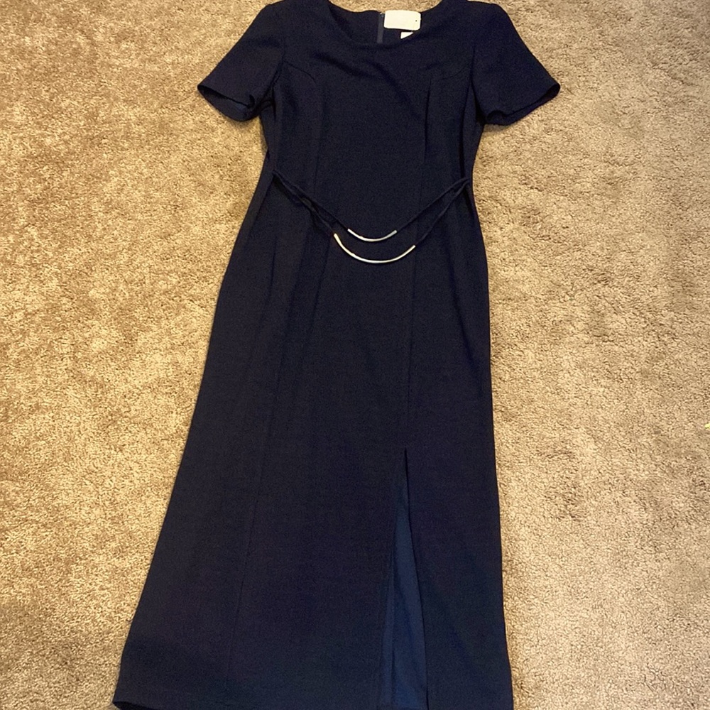 Christopher & Banks womens pencil maxi dress black shirt sleeves Sz 12 New